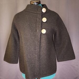 Stylish Black Wool Coat with Large Buttons